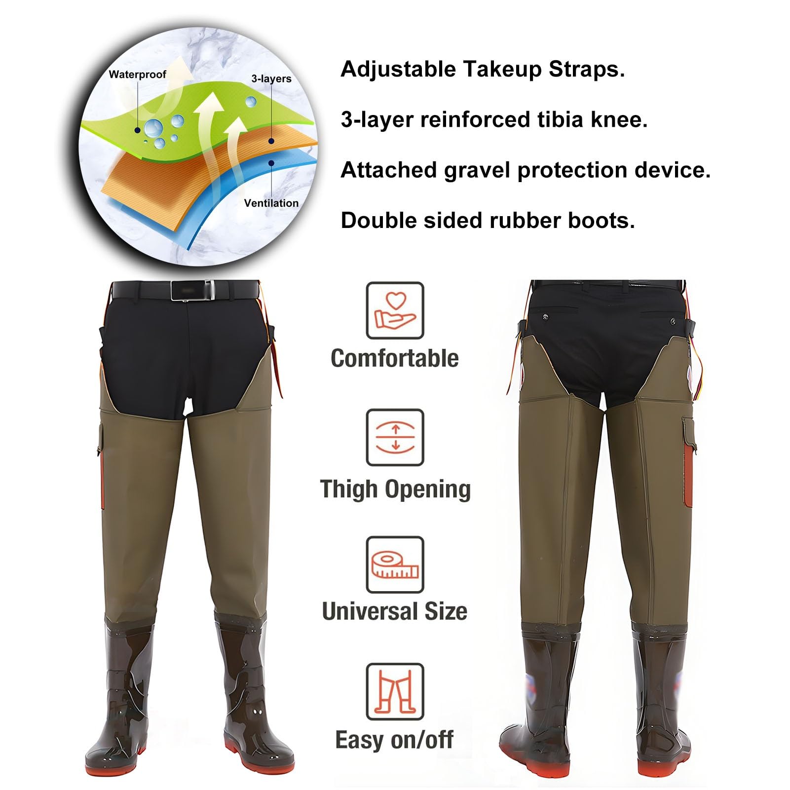 Pantaloni da Pesca all'aperto, Comodi Pantaloni da Pesca, robusti Pantaloni da Pesca da Uomo Senza perdite, per la Caccia, Le paludi, la Pesca e l'agricoltura (9)