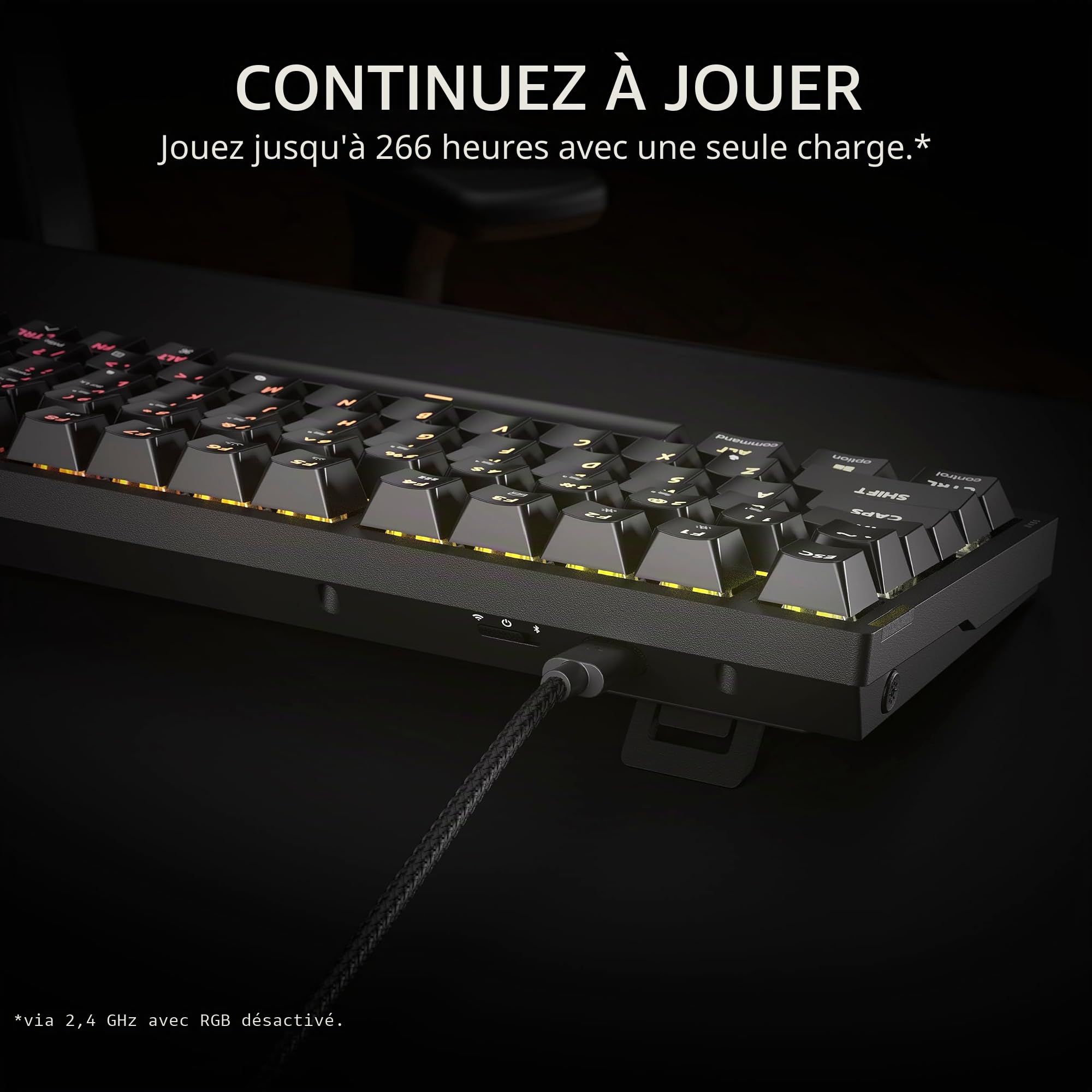 Corsair K65 Plus Wireless 75% RGB Hot-Swappable Clavier Mécanique de Jeu - Commutateurs Tactiles Prélubrifiés Corsair MLX Fusion - Deux Couches d'atténuation du Bruit - PBT Keycaps - QWERTY NA - Noir