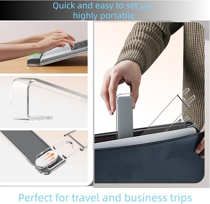 Soporte para portátil de acrílico transparente con reposamuñecas desmontable - Ergonómico para 10-20 pulgadas miniatura 6