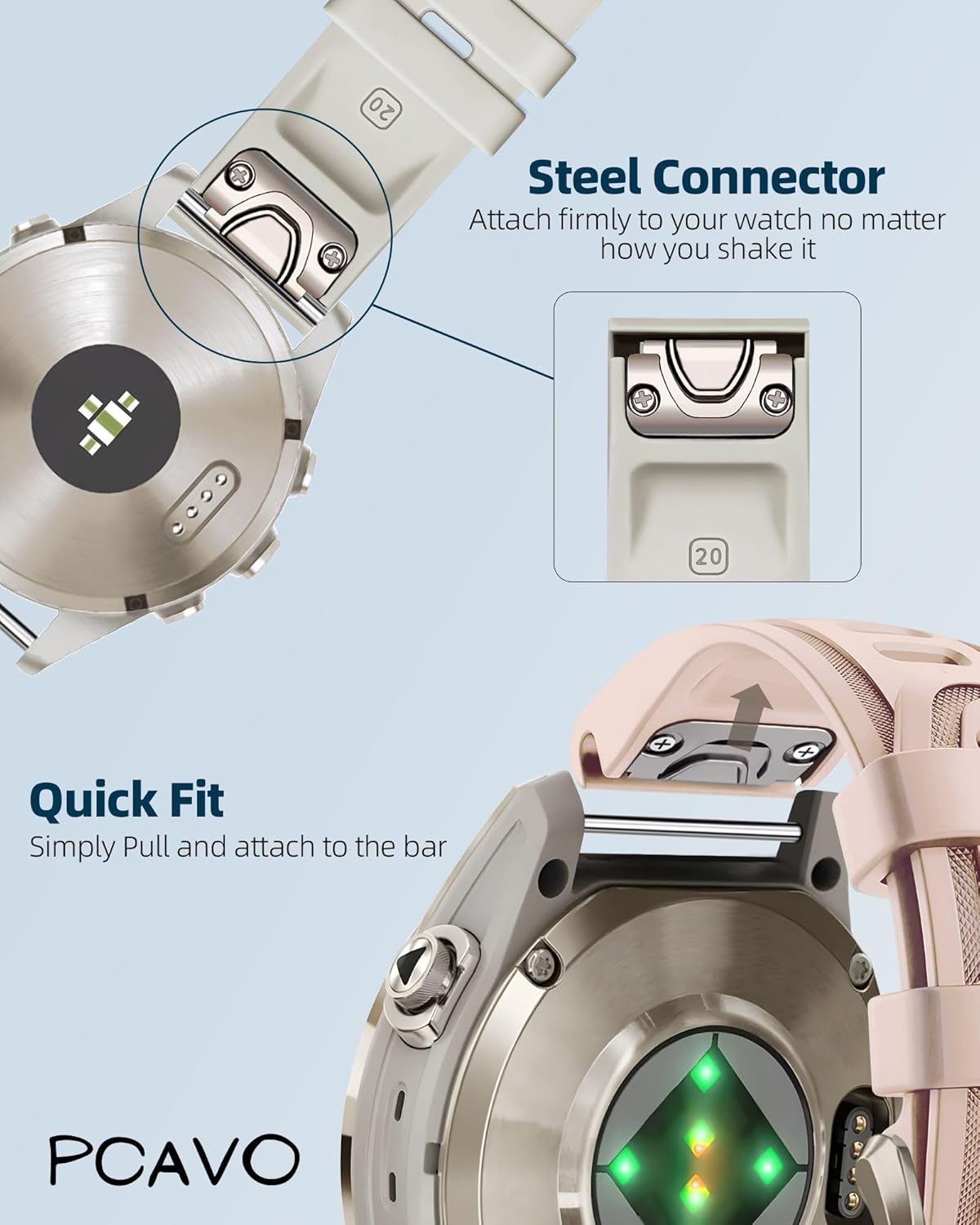 20mm Watch Band for Garmin fenix 5s 6s 7s pro solar Quick Fit 20 silicone bands replacements with light Soft gold buckle for garmin epix pro gen 2 42mm Descent Mk2s/3/3i Short for Women - Image 4