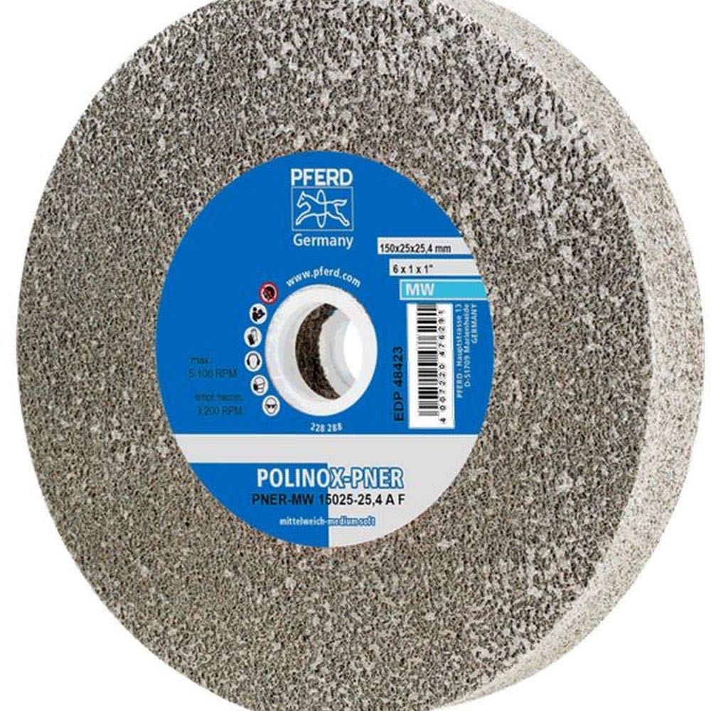 PFERD 48423 POLINOX PNER Non-Woven Abrasive Unitized Wheel, Aluminum Oxide, Medium-Soft, 6