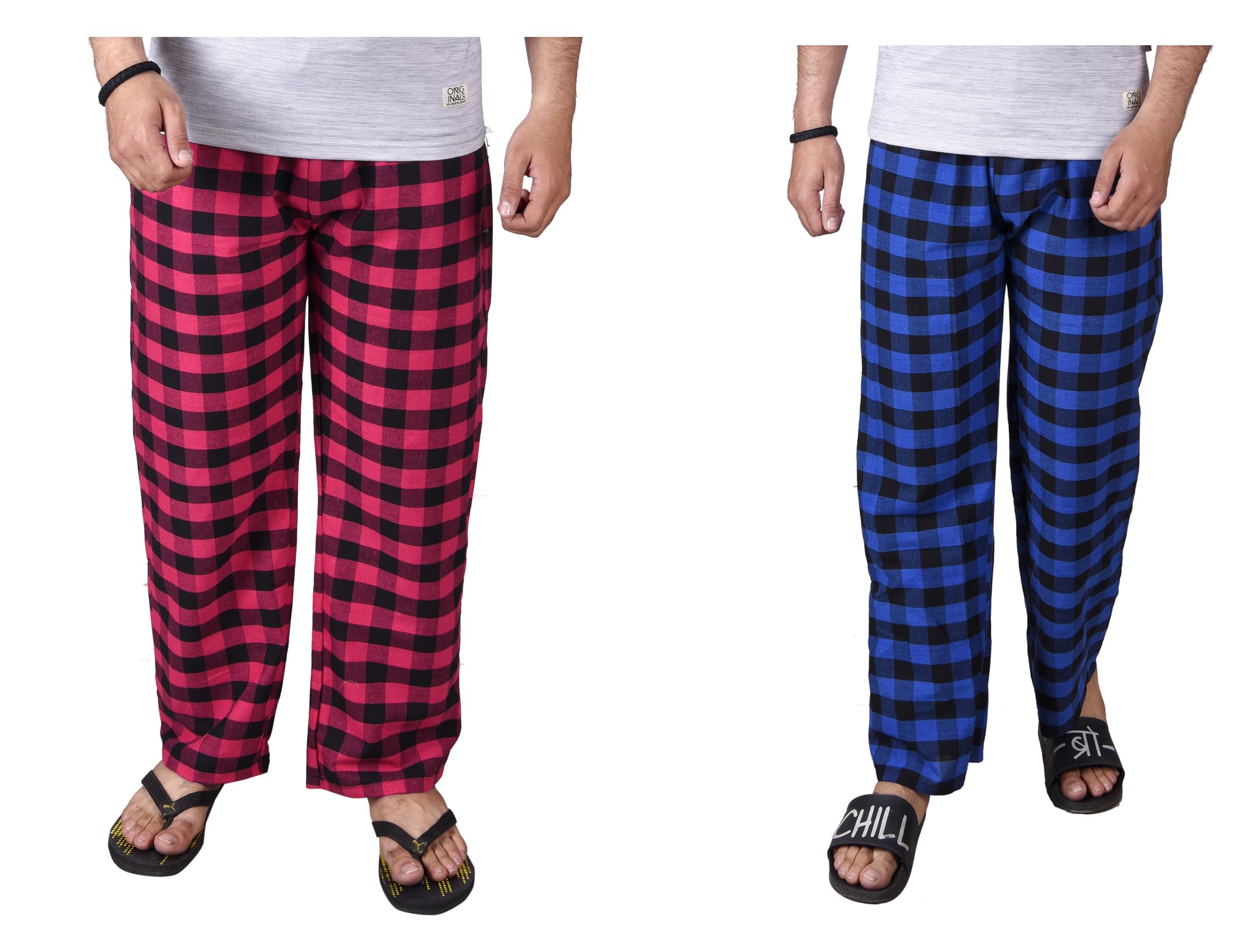 fusfus Men's Cotton Check Pyjama, Pack of 2 (FS408)-picture-40