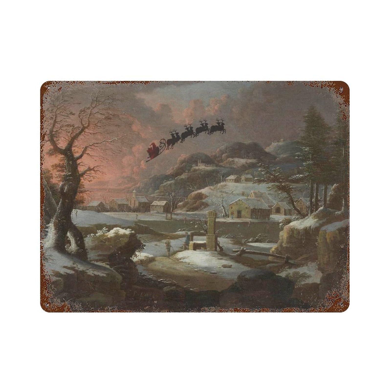 xiaoxiaoshen Santa Claus Poster, Country Style Wall Decor Art Metal Tin Poster Modern Home Decor Art Home Bar Shop Decorations Vintage Sign 30x40cm