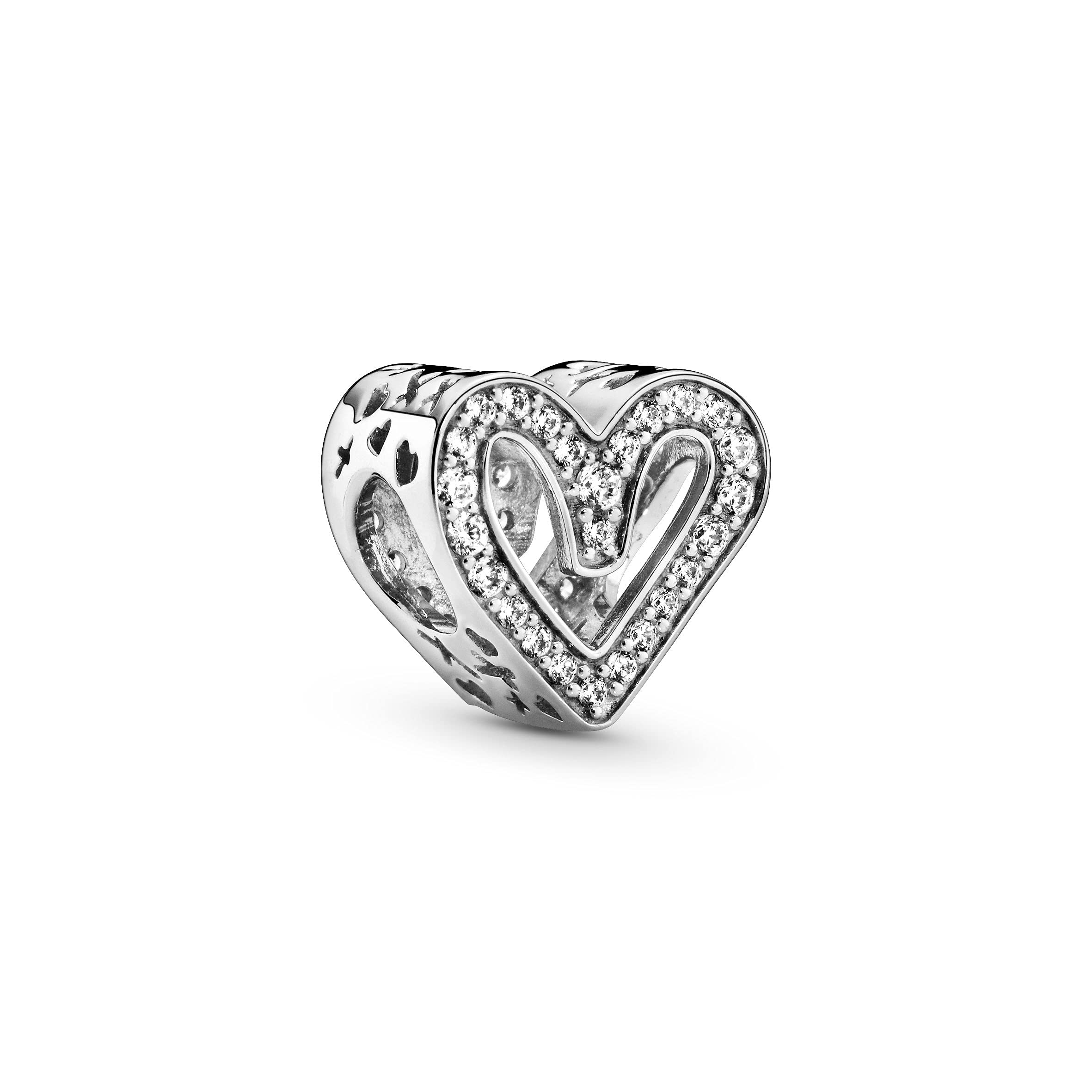 Pandora Funkelndes Freihand-​Herz Charm 798692C01 Pendente