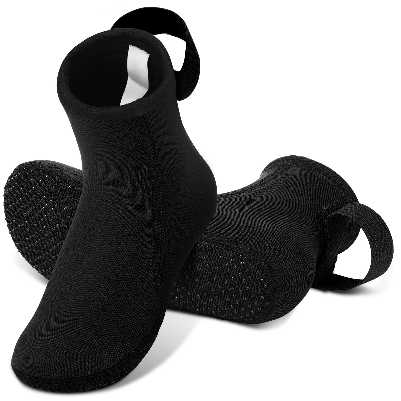 Croloose Water Socks for Kids 3mm Warm in Cold Neoprene Socks Water Sports Shoes Barefoot Quick-Dry Aqua for Beach Swim Surf Yoga Exercise (US Sizes 11.5-12)(Black)