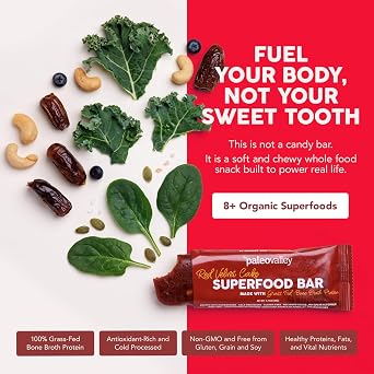 Paleovalley Superfood Bars Red Velvet 12 Pack 9g Protein per Bar Gluten-Free, Grain-Free, Paleo, Non-GMO On-the-Go Snack