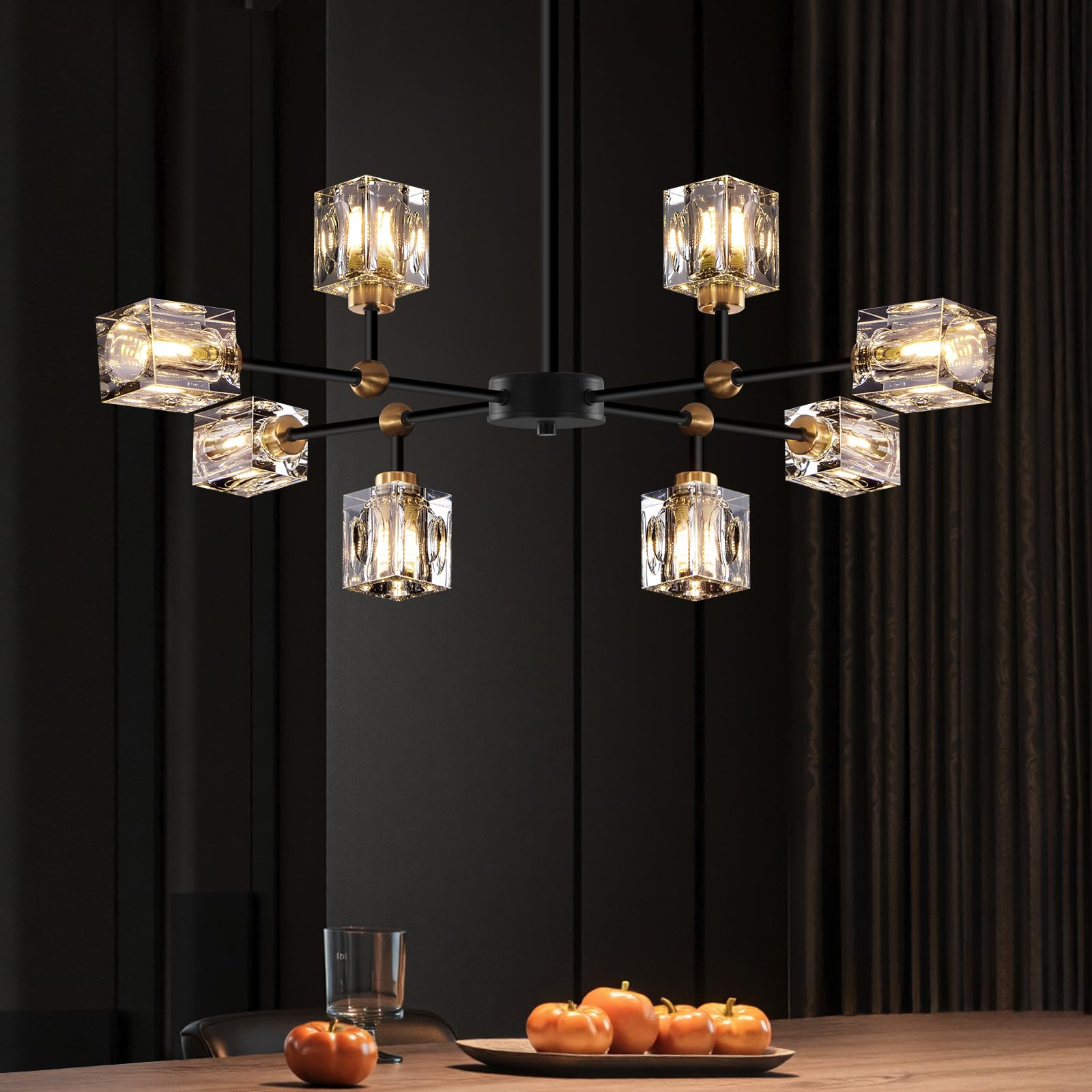 Photo 1 of KUSSCO 8-Light Sputnik Crystal Chandelier (Black)