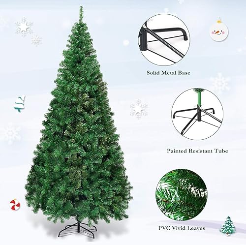 Miniatura 10 de Safeplus Árbol de Navidad artificial de 8 pies, árbol de Navidad falso, esponjoso, decoración navideña con soporte plegable de metal