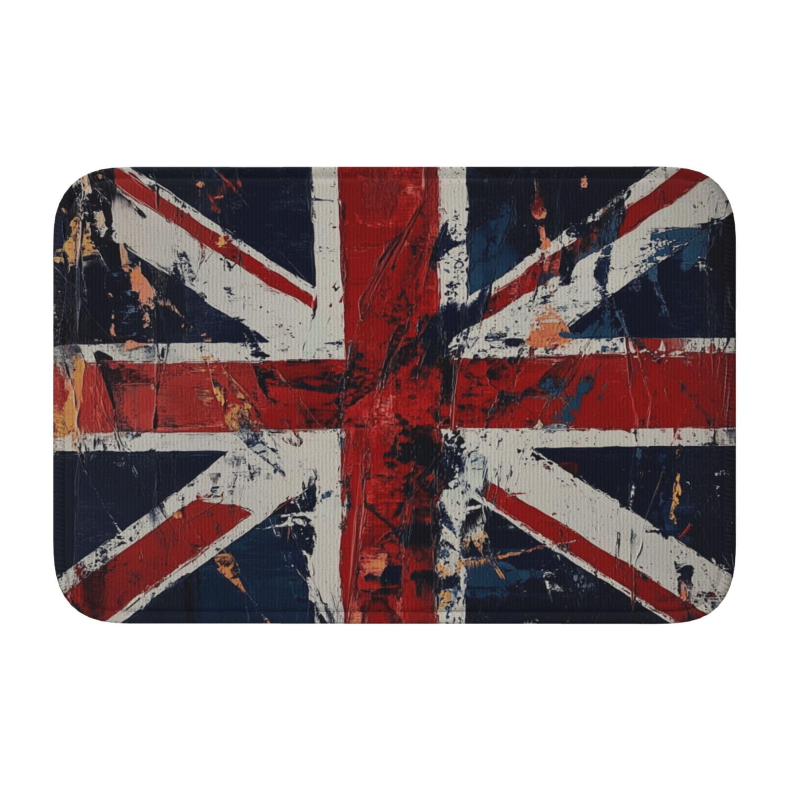 Entemne Union Jack Uk Flag Door Mat Washable Indoor Outdoor Entrance Doormat 40x60cm Front Door Welcome Mat Non-Slip Thin Bathroom Runner Rug