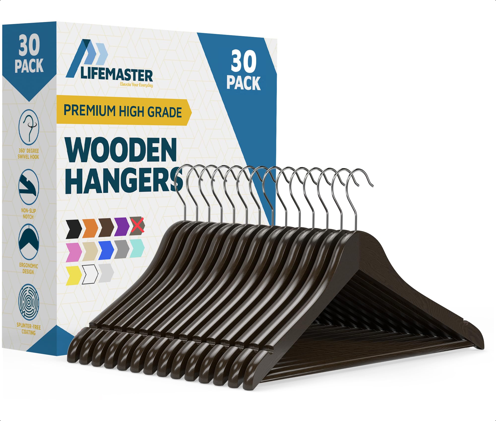 Lifemaster Wooden Hanger Set 30 Pieces