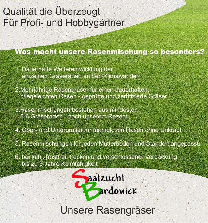 1-30 Kg Rasensamen Berliner Tiergarten Gebrauchsrasen - für trockene Standorte - Qualität zum fairen Preis (25 kg)