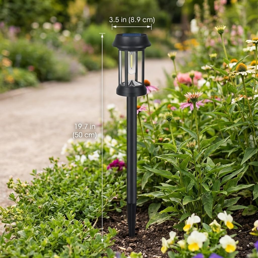 Eyrosa Solar Pathway Lights, 8 Pack Glass Solar Lights Outdoor, Solar Stake Lights Landscape Lighting for Outside Path Walkway Driveway Sidewalk Lawn Yard Garden Decor
