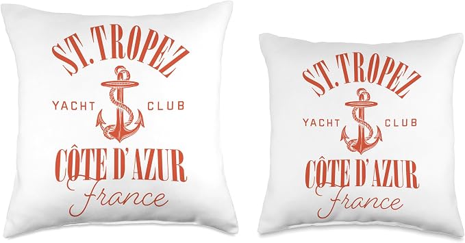 St Tropez Yacht Club Cote d'Azur France Vacation Destination Throw Pillow