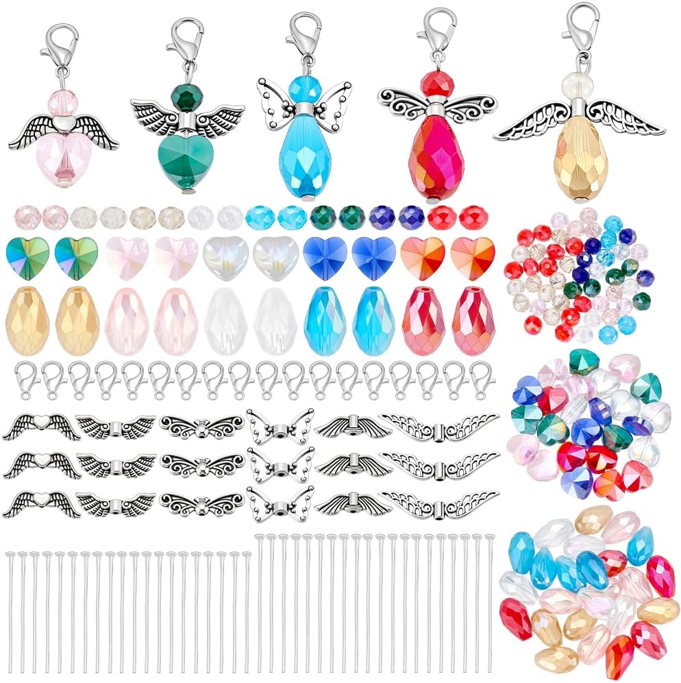 PH PandaHall 300pcs Angel Wing Charm Making Kit, Metal Angel Wing Pendants Making Accessory DIY Charm Set for Earrings Necklaces Bracelets Keychains DIY Crafts Jewelry Making
