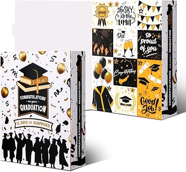 Glenmal Graduation Countdown Calendar Gift Box 12 Days 2026 Graduation Gift Box with Filling Raffia Large Inner Boxes Fill It Yourself Empty Boxes for Graduates Her Him High School CollegeBlack