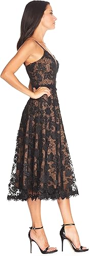 Miniatura 2 de Dress The Population Vestido midi ajustado y acampanado con escote profundo Tahani para mujer