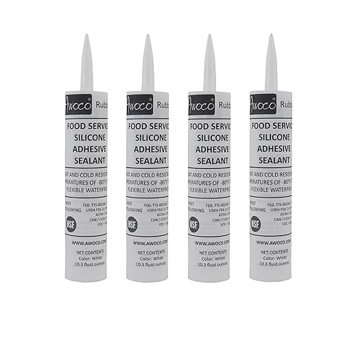 Miniatura 6 de Awoco NSF Food Service Sellador adhesivo de silicona resistente al calorfrío -80F a 400F flexible impermeable (transparente)