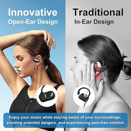 Miniatura 3 de MeloAudio Paquete de 2 auriculares de oreja abierta para adultos y niños, ultraligeros, micrófono integrado, conducción de aire y diseño abierto