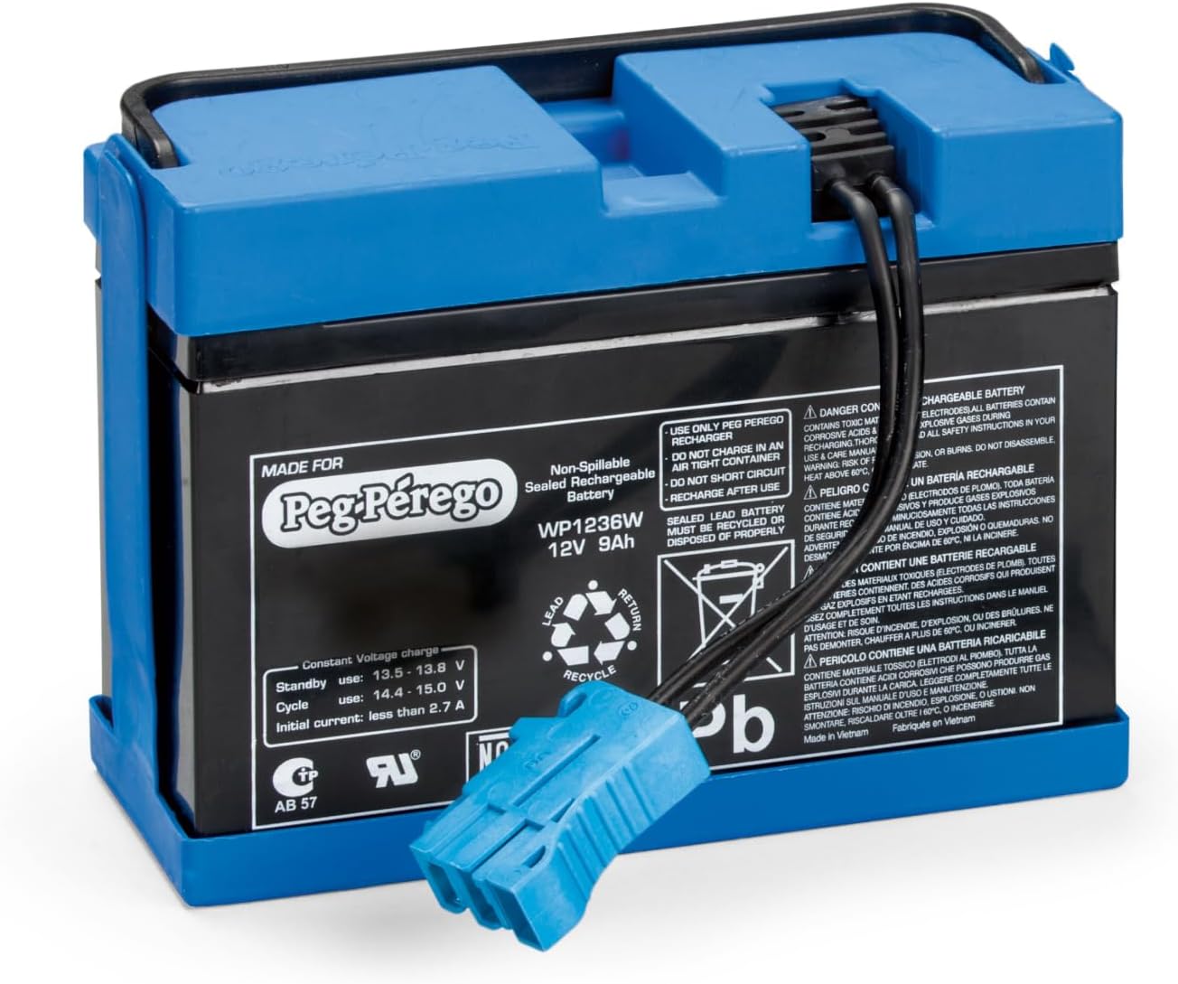 Original Peg Perego 12V 8Ah Rechargeable Battery – Maintenance-Free Sealed Lead-Acid, Reliable Replacement or Spare for Ride-On Toys, Charge In or Out of Vehicle