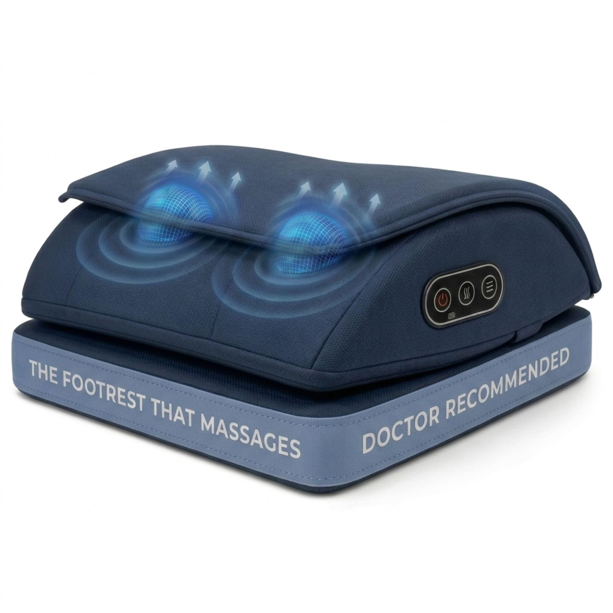 Serenova Reposapiés 2 en 1 con modos de masaje, recargable, shiatsu y vibración, azul marino