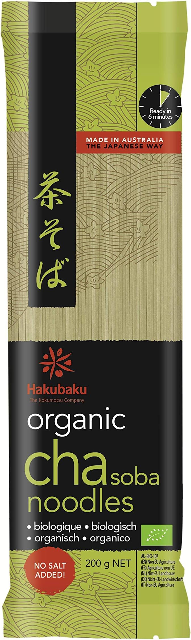 Hakubaku Organic Cha Soba (Authentic Japanese Green Tea Noodles) 200g