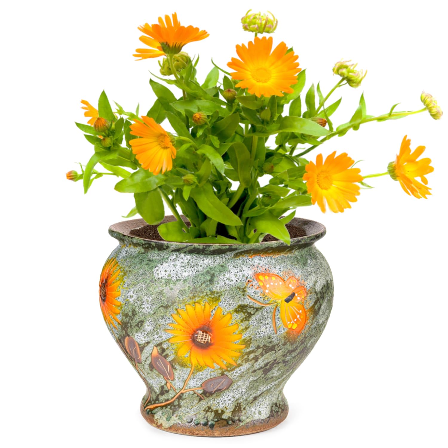 Sungmor Macetas de cerámica pintadas a mano, macetas grandes de cerámica de 9 pulgadas para plantas de interior y exterior, jarrón de cerámica decorativo para arreglos florales decoración del hogar,