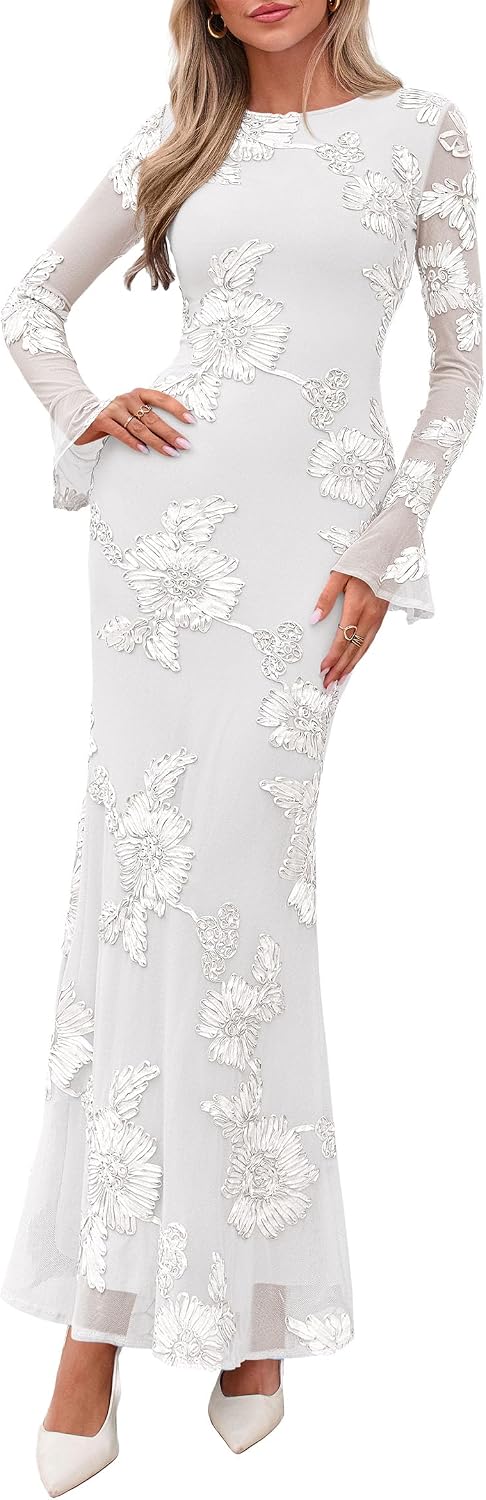 PRETTYGARDEN Women's Formal Floral Maxi Bodycon Dresses
