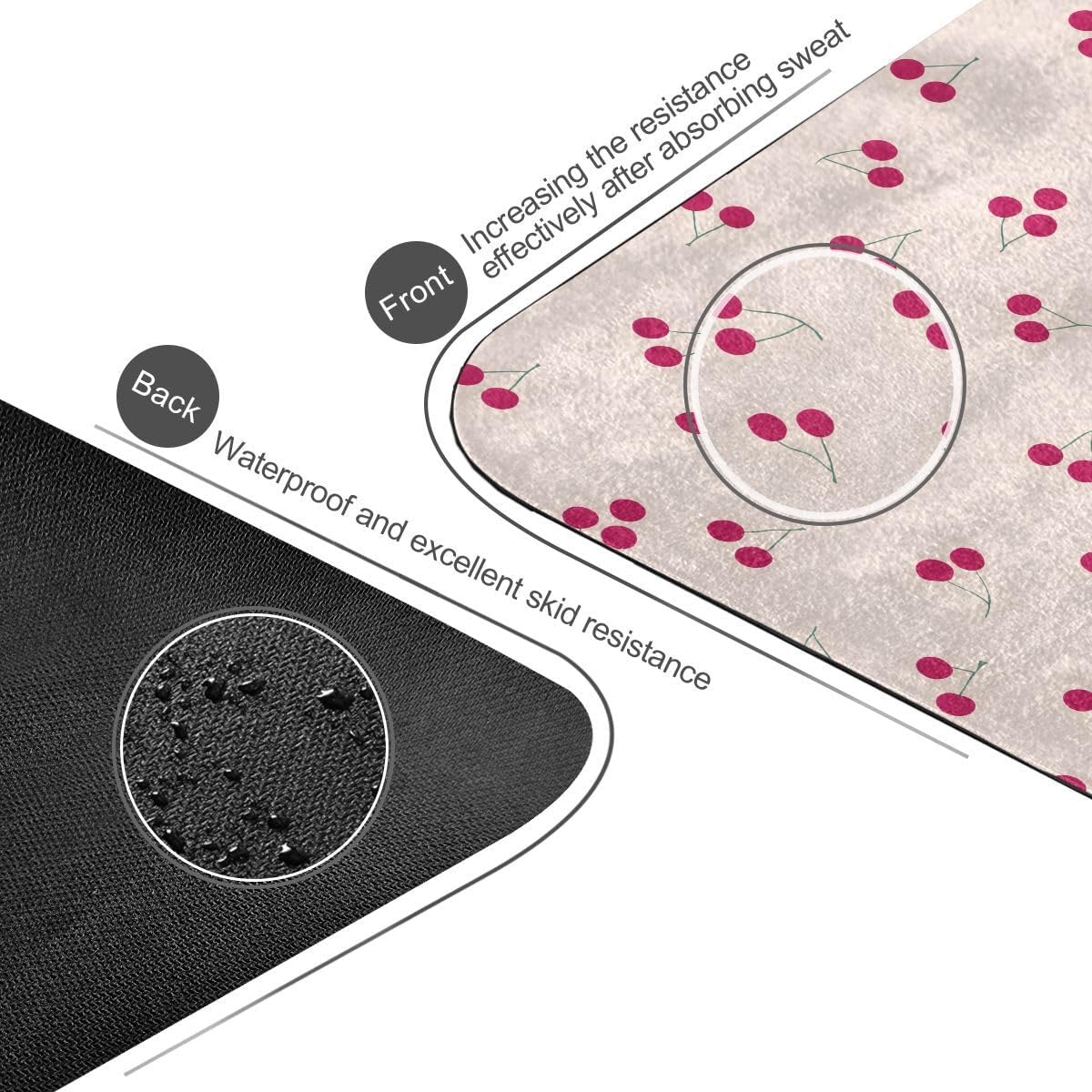 ALAZA Cherry Pattern Yoga Mat Non Slip Fitness Exercise Mat, Workout Mat for Yoga, Pilates and Floor Exercises