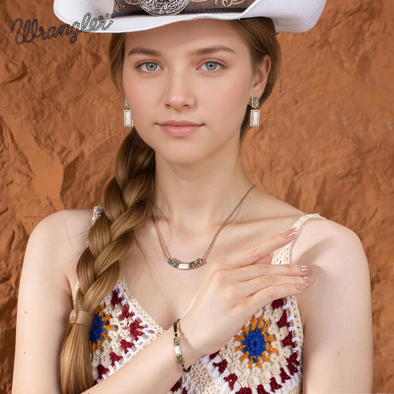 Montana West Wrangler Couture Turquoise Jewelry for Women, Western Jewelry Pendant Necklace, Cowgirl Vintage Western Necklace