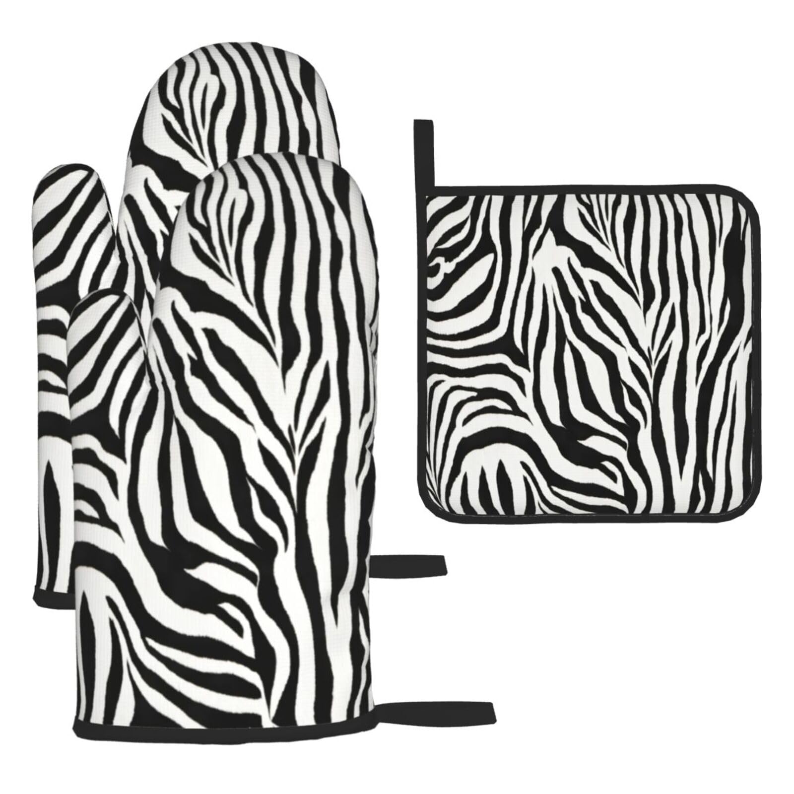 Zebra Print Print Oven Kitchen Gloves For Baking Outdoor Grilling Home Use Mitts Microwaving Bbq