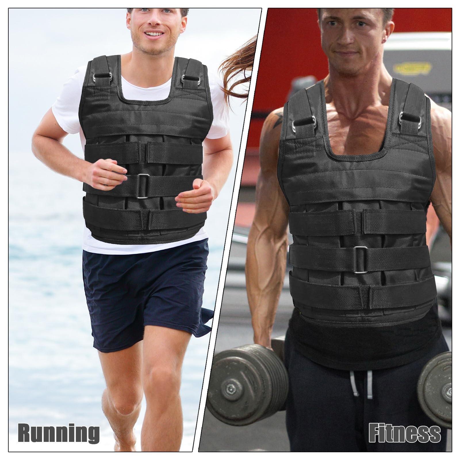 Verstellbare Gewichtsweste für Herren Atmungsaktiv Belastbar bis 50 Kg Trainingsweste für Laufen Fitnessstudio und Krafttraining Schwarz