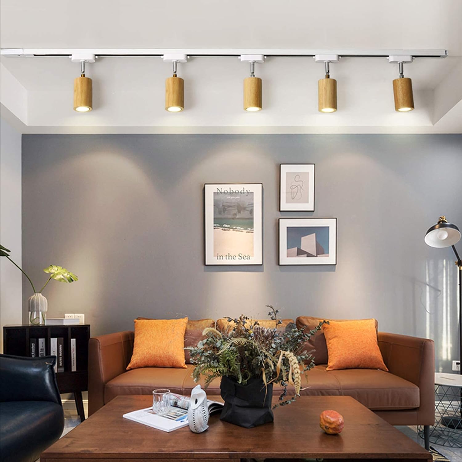 LED Track Light, Rotatable Solid Wood Spotlight, 3 Color Changing LED Rail Lights for Living Room, Bedroom, Clothing Store - 3 Lights