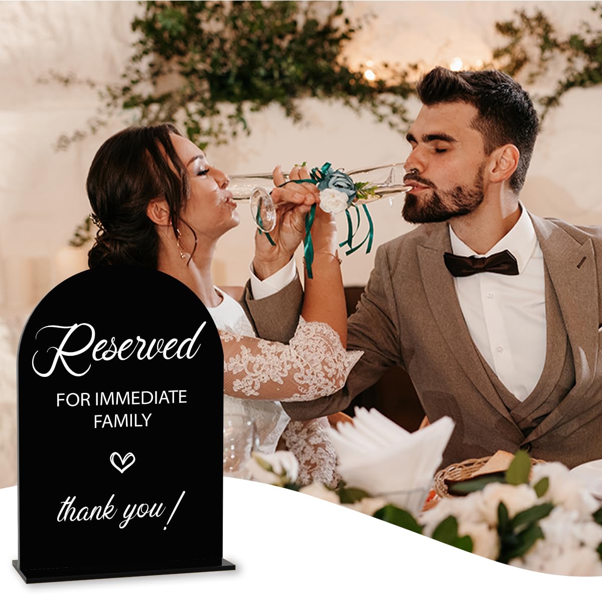 Letrero de reservado para familia inmediata, letreros reservados para boda, compromiso, despedida de soltera, decoración para ceremonia, recepción, fiesta, bodas, letrero acrílico negro