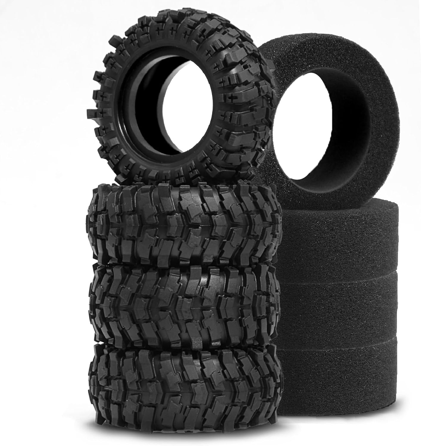 STMU 4-PCS RC Crawler Car Accessories 1.9 Crawler Tires OD 88mm / 3.46" for for 1/12 RC Crawler Car MN-82 MN99-S2 MJX H12P H12Y+ 1/12 Crawler Upgrades (Black)