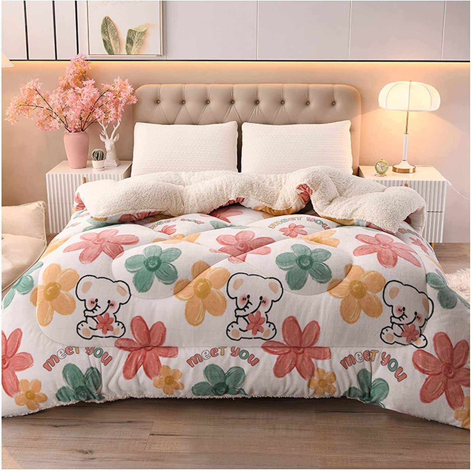 Thicken Comforter Winter Lamb Cashmere Blanket Soft Warm Bed Quilt Bedding for Home Bedroom Queen Quilt(Colour5,180x220cm(3.5KG))