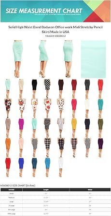 Women's Elastic Waist Stretch Midi Office Pencil Skirt S-XL
