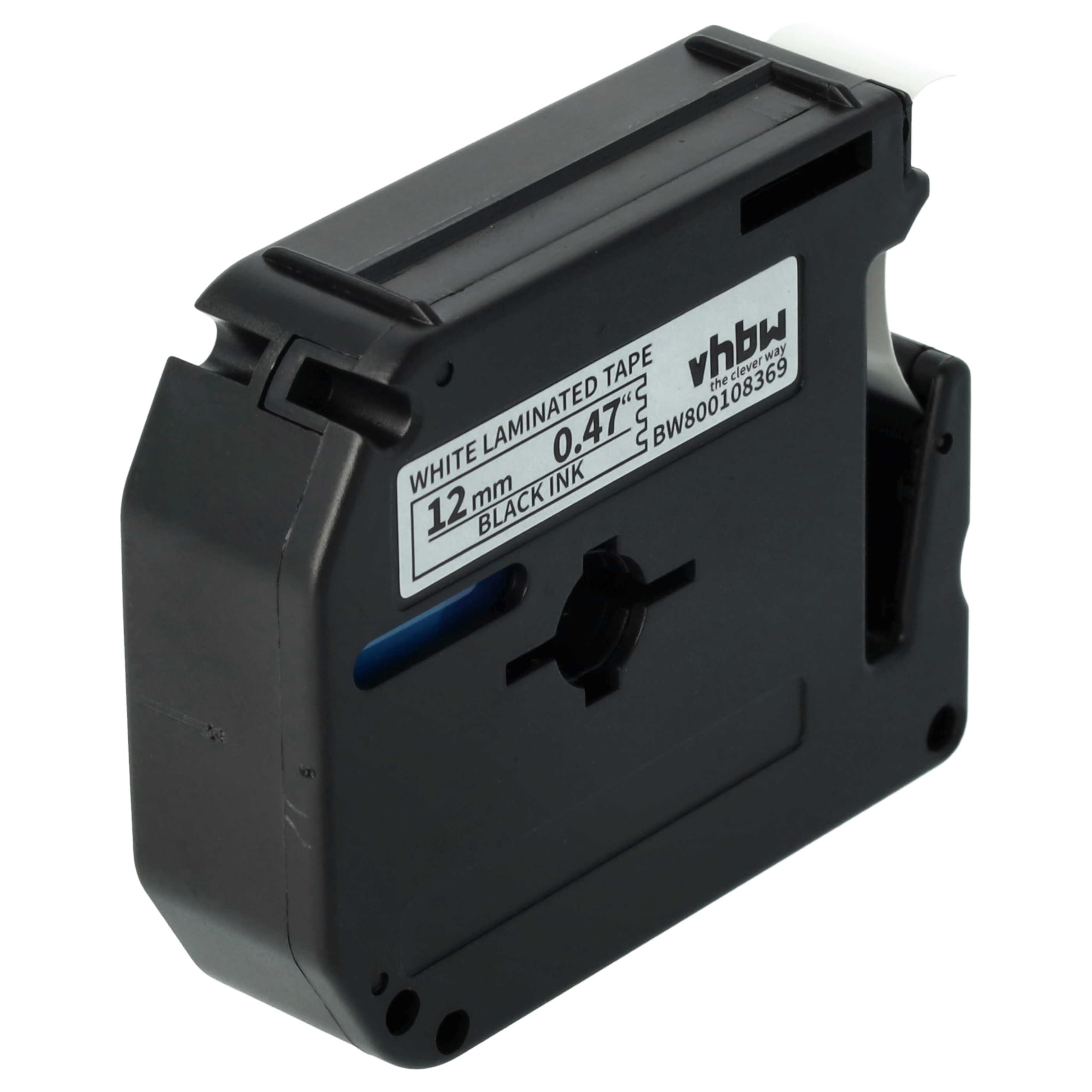 vhbw 50 x taśma do etykiet, kompatybilna z Brother P-Touch 55BM, 55S, 65SB, 65SCCP, 65SL, 65VP, 65, 70 drukarka etykiet 12 mm, czarna na białym tle