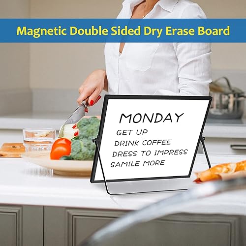 Miniatura 4 de Calendario mensual pequeño pizarra blanca de borrado en seco para pared, pizarra magnética de borrado en seco de 16 x 12 pulgadas, pizarra blanca