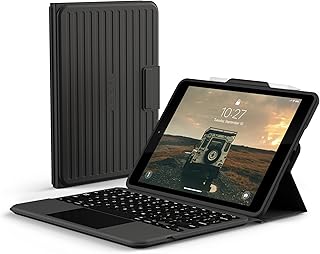 URBAN ARMOR GEAR UAG Designed for iPad 10.2 iPad 9th Generation Case with Keyboard, Black/Ash, English Rugged Bluetooth Wireless Keyboard Multi-Touch Trackpad Backlit Keys Protective Smart Cover Folio