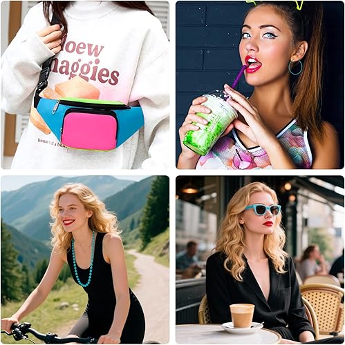 Miniatura 5 de Calentadores de piernas para mujer, accesorios de disfraces de fiesta de los años 80, calentadores de piernas de neón, diadema, muñequeras, juego