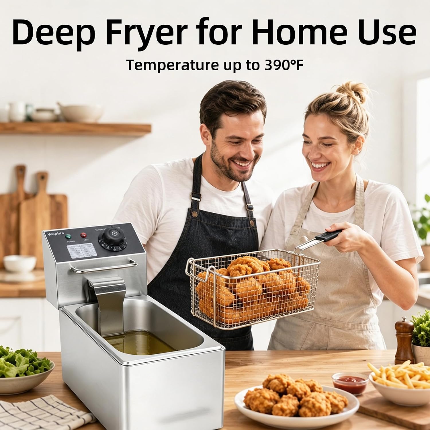 Electric Deep Fryer with Basket and Lid, 4L 1700W Stainless Steel Countertop Oil Fryer for Commercial and home use, Equipped with Precise Adjustable Temperature Control