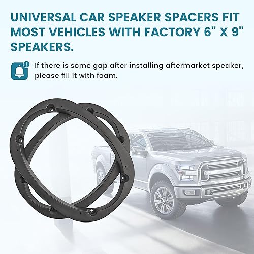 Miniatura 2 de Adaptador universal de anillo espaciador de altavoz de plástico 6 x 9 + adaptador de arnés de cableado de altavoz, conector de repuesto para Hyundai