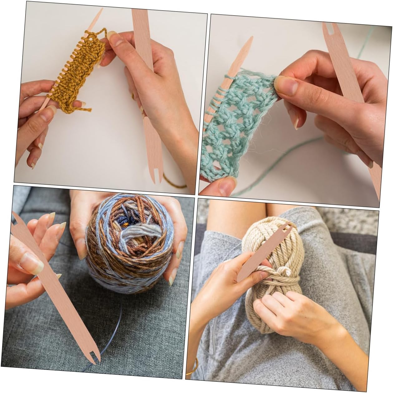 HOMSFOU Craft Accessory Wooden Shuttle Weaving Stick Perfect for Knitted Scarf Sweater Making