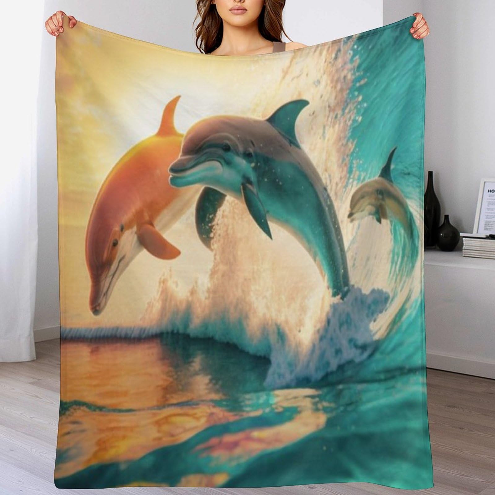 Couverture polaire dauphin 3D douce pour vos soirées cocooning et moments détente au salon