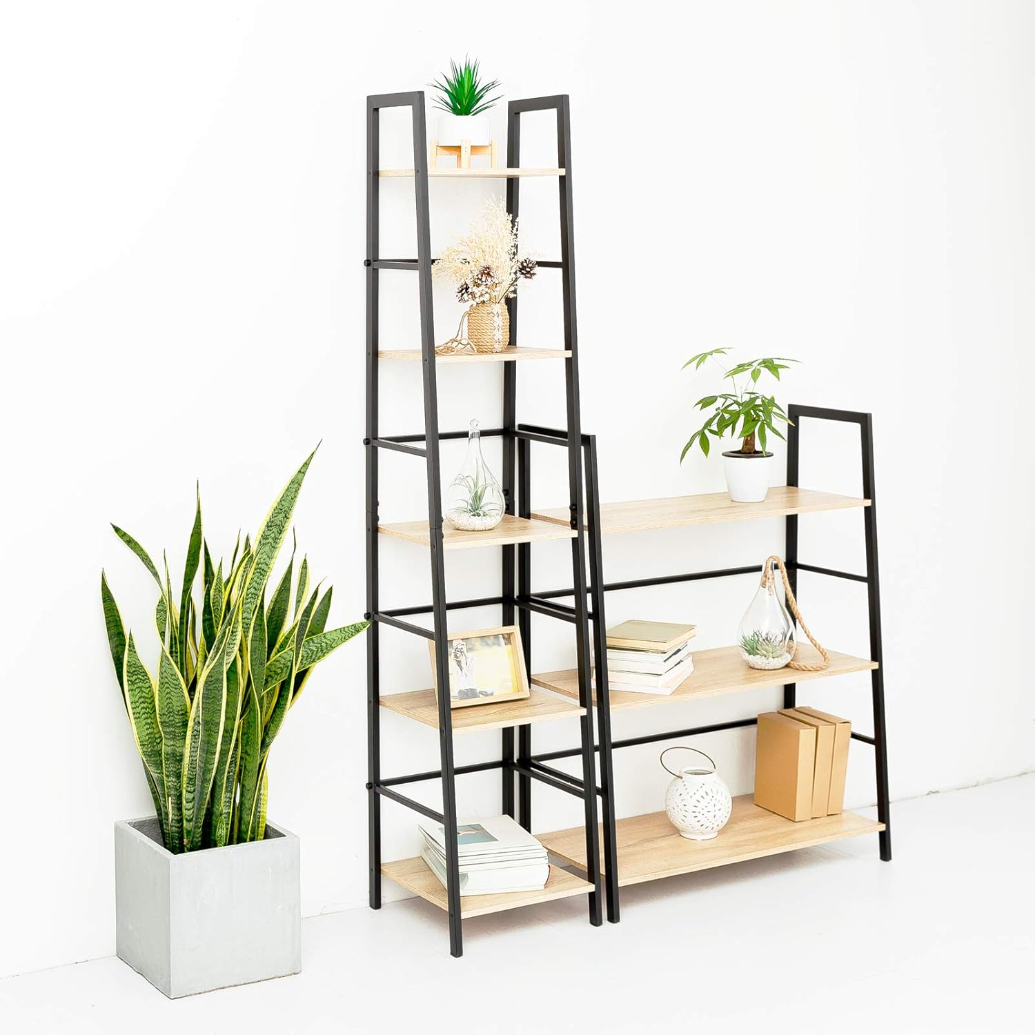 Buy C Hopetree Ladder Shelf Bookcase 5 Tier Corner Display Bookshelf Black Metal Frame Online In Turkey B07kt3wt6y