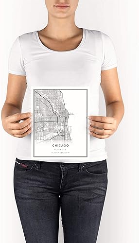 Miniatura 7 de Squareious Impresión de mapa de Chicago, arte moderno para pared en blanco y negro, papel mate de 9 x 11 pulgadas, mapa de viaje