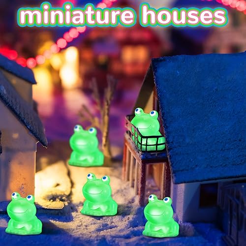 Miniatura 2 de Mini ranas de resina verdes que brillan en la oscuridad, pequeñas ranas luminosas, mini ranas en miniatura, ranas en miniatura, ranas para