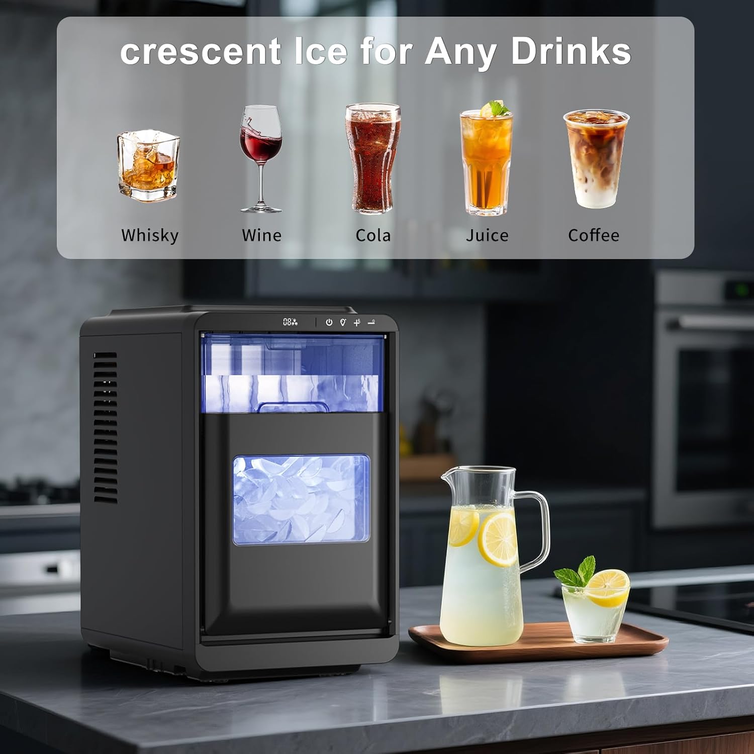 ADT Countertop 2 in 1 Ice Maker Ice 45lbs Daily Ice Cubes Ready in 20 Minutes with Ice Scoop