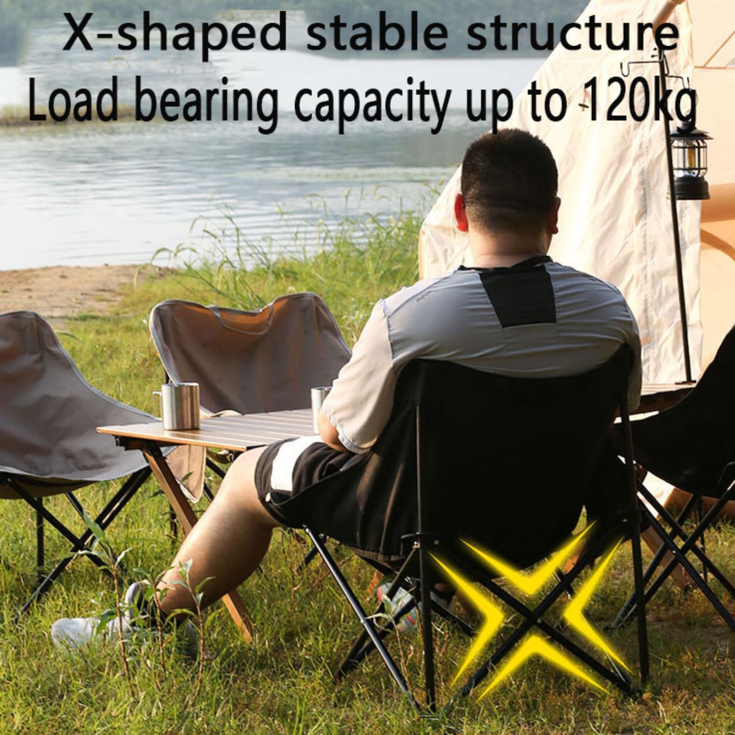 Campingstuhl Hochlehner faltbar 120 kg Klappstuhl Camping leicht Angelstuhl klappbar Klappstuhl Outdoor mit Tragetasche Faltstuhl Ultraleicht Campingstuhl klappbar für Picknick Outdoor Wandern