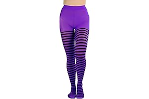 Trendy Black and Purple Striped Tights for Women